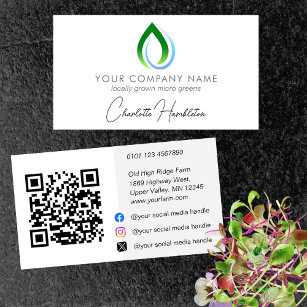 Microgreen Grower QR & Contact Details  Business Card