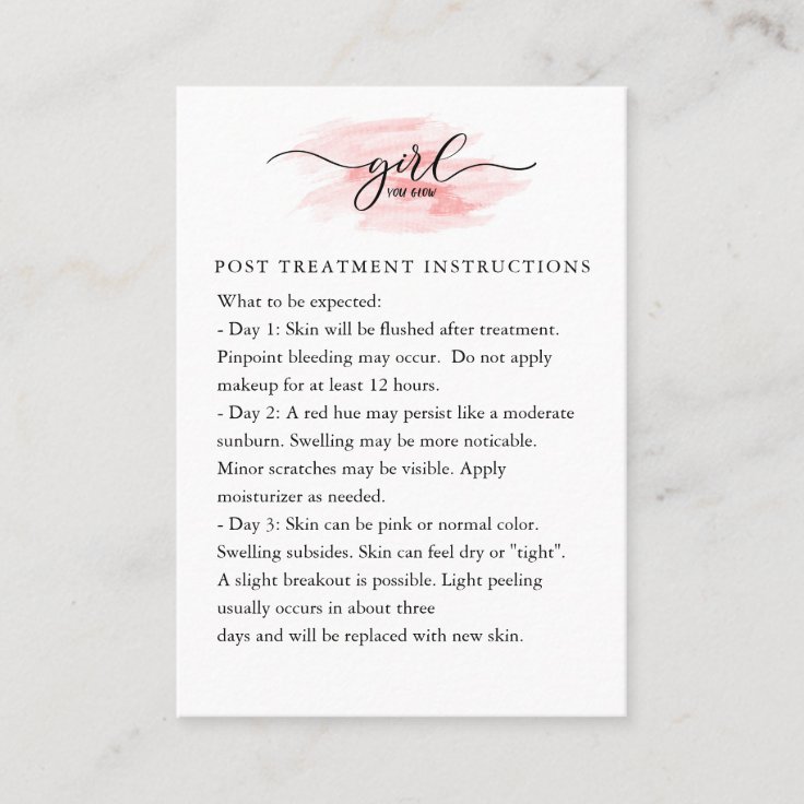 Microneedling Aftercare Instructions Card Zazzle