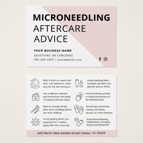 Microneedling Collagen Induction Aftercare Card