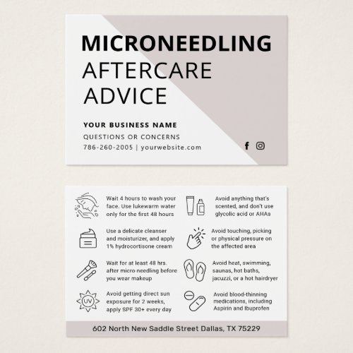 Microneedling Collagen Induction Aftercare Card