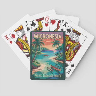 Micronesia Boats Illustration Travel Art Vintage Poker Cards