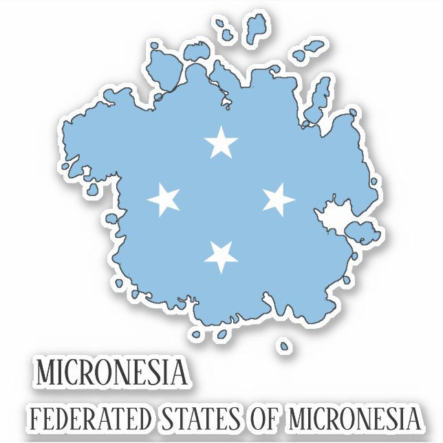 Micronesia Flag Map Outline Sticker (Front)