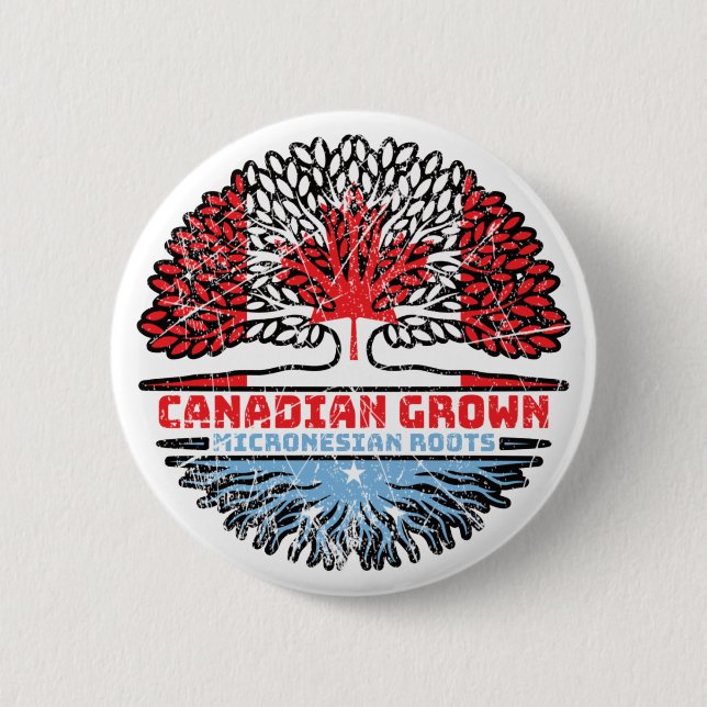 Micronesia Micronesian Canadian Canada Tree Roots Button (Front)