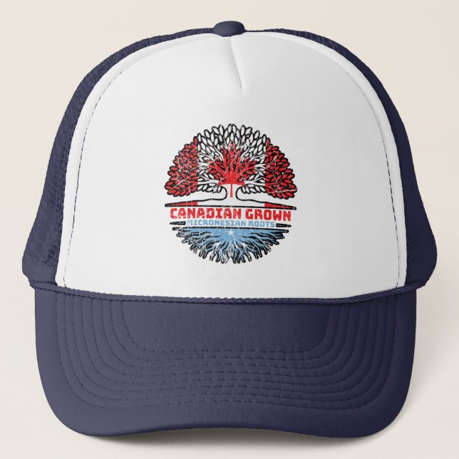 Micronesia Micronesian Canadian Canada Tree Roots Trucker Hat (Front)