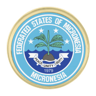 Micronesia Round Emblem Gold Finish Lapel Pin