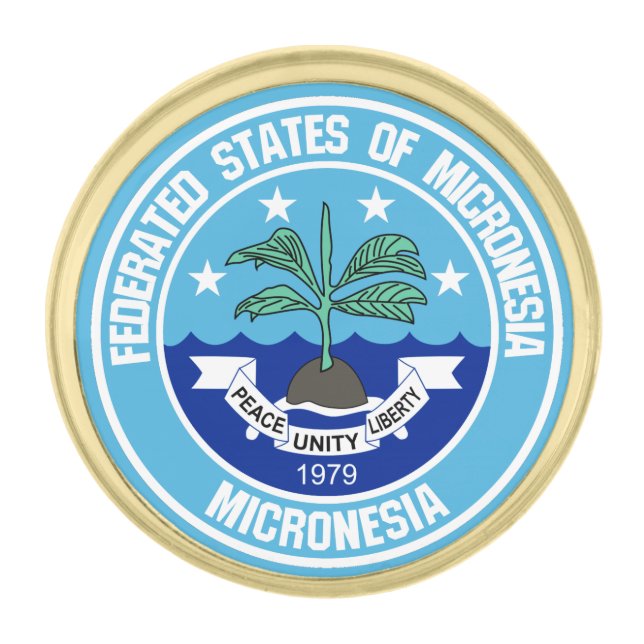 Micronesia Round Emblem Gold Finish Lapel Pin (Front)