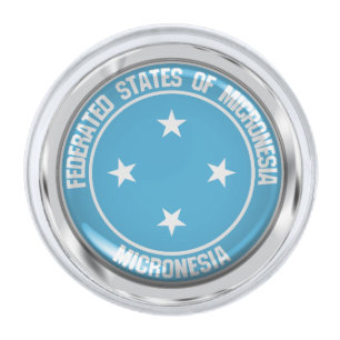 Micronesia Round Emblem Silver Finish Lapel Pin
