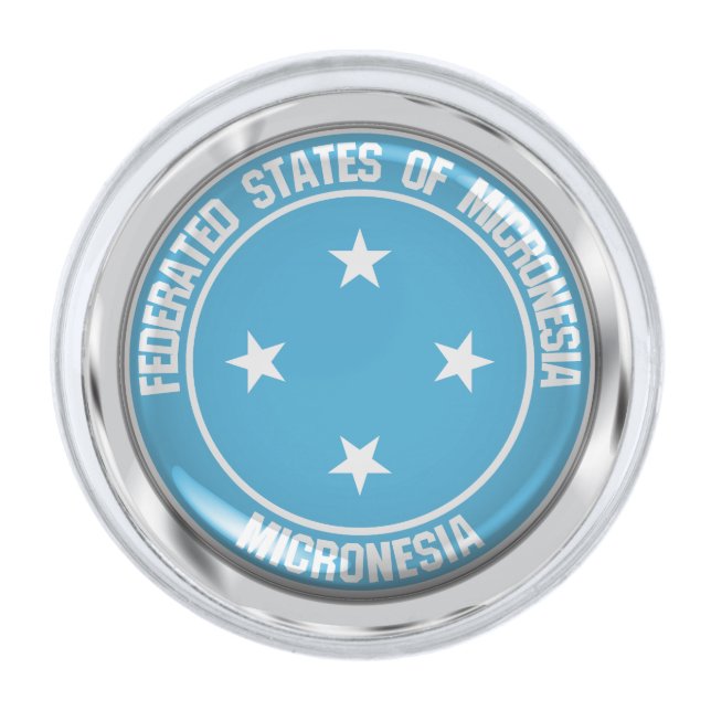 Micronesia Round Emblem Silver Finish Lapel Pin (Front)