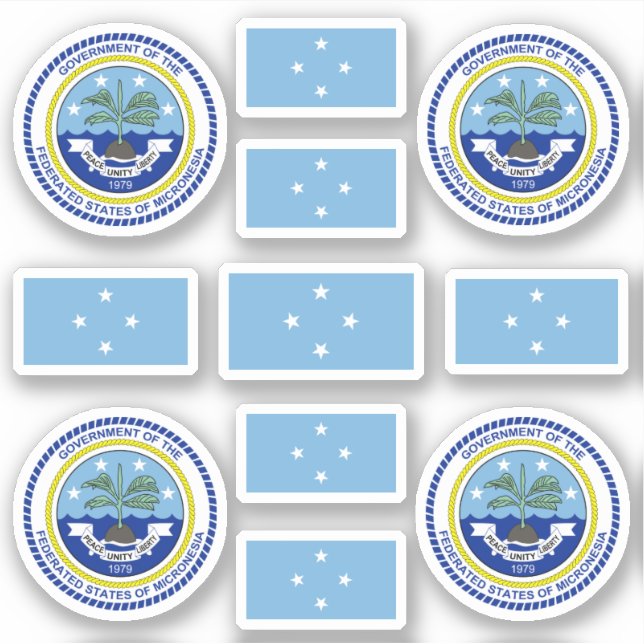 Micronesian state symbols / coat of arms and flag  sticker (Front)