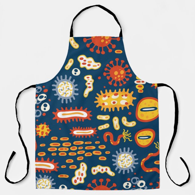 Microorganisms Dark Blue: Biology Pattern Apron (Front)
