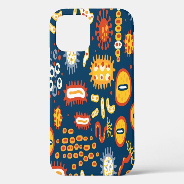 Microorganisms Dark Blue: Biology Pattern Case-Mate iPhone Case (Back)