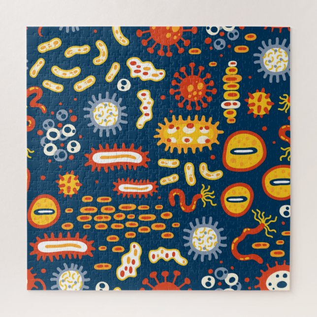 Microorganisms Dark Blue: Biology Pattern Jigsaw Puzzle (Vertical)