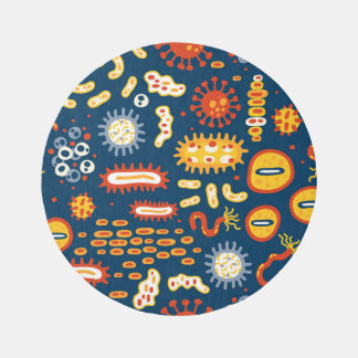 Microorganisms Dark Blue: Biology Pattern Rug