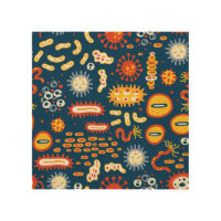 Microorganisms Dark Blue: Biology Pattern