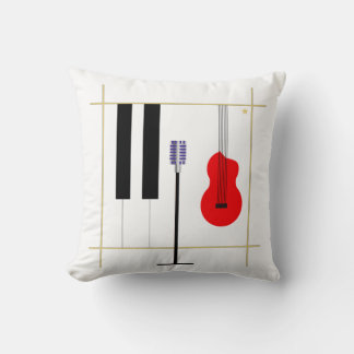 Microphone and Instrument Throw Pillow