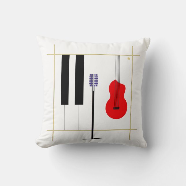Microphone and Instrument Throw Pillow (Front)