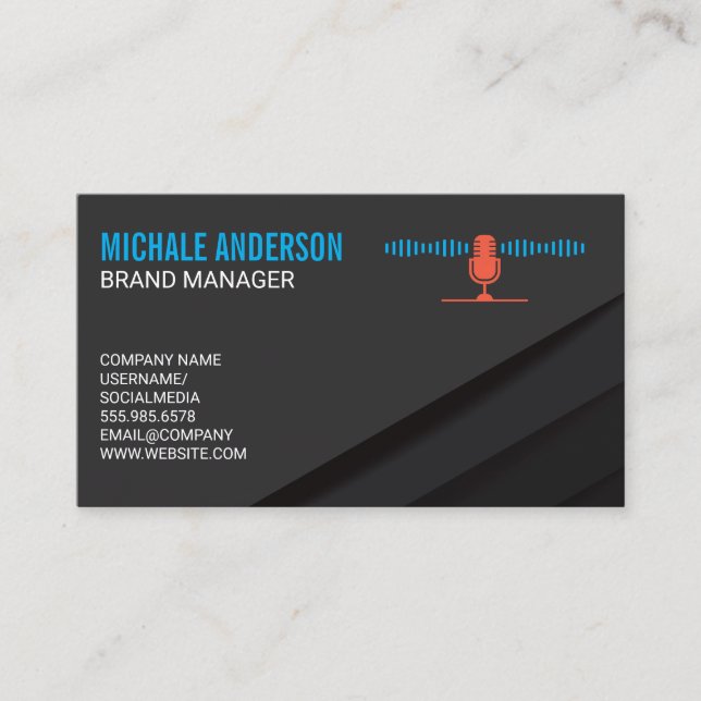 Microphone Audio Signal Logo Business Card (Front)