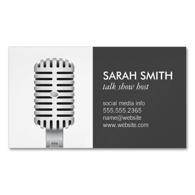 Microphone | Blogger Business Card Magnet (Front)