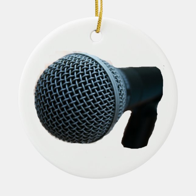 Microphone close up mic cutout design ceramic ornament (Front)
