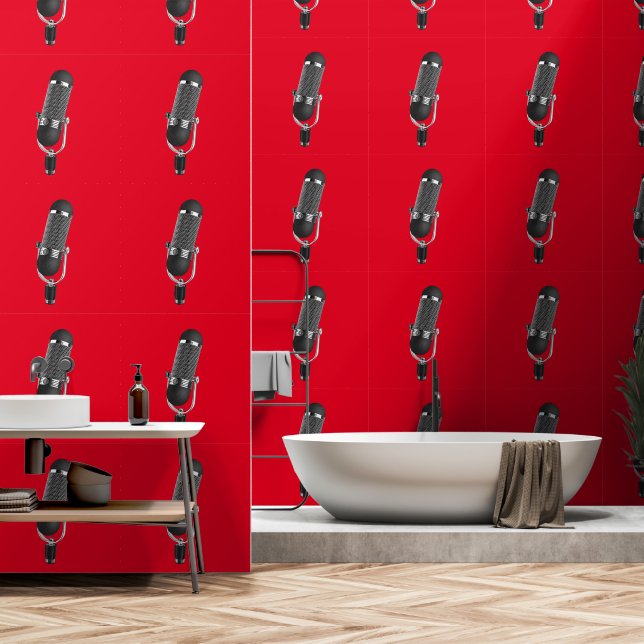 Microphone Custom Color Red Wallpaper (Bathroom)