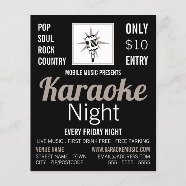 Microphone Design, Karaoke Event Advertising Flyer (Front)