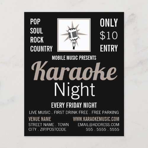 Microphone Design Karaoke Event Advertising Flyer