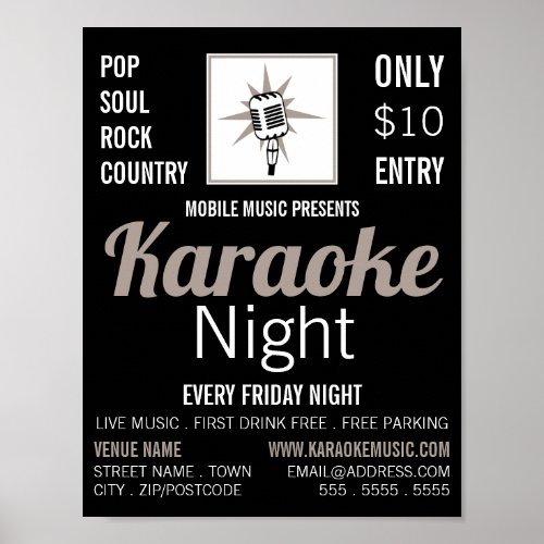 Microphone Design Karaoke Event Advertising Poster