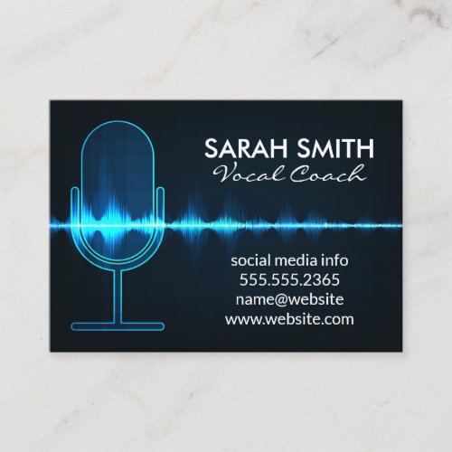 Microphone  Digital Sound Wave Business Card
