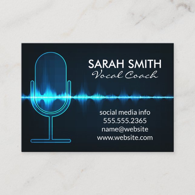 Microphone | Digital Sound Wave Business Card (Front)