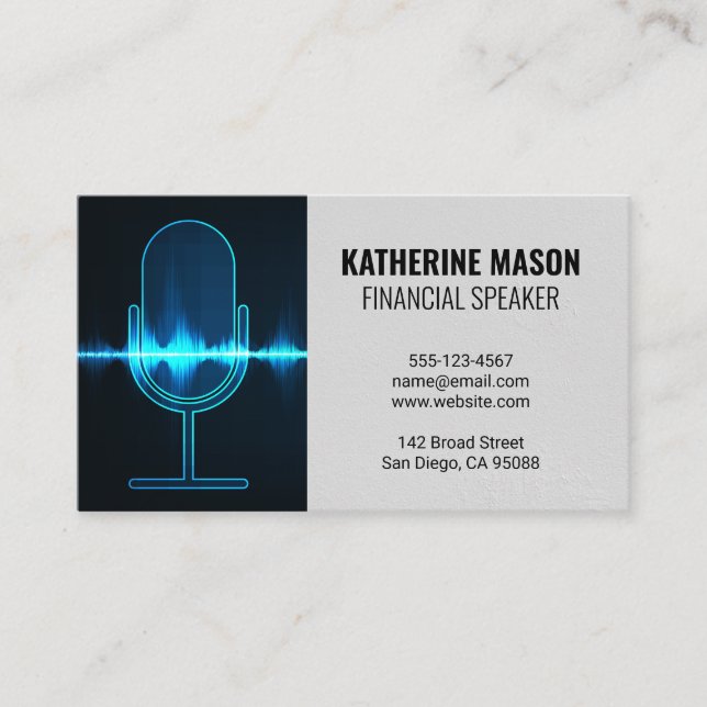 Microphone | Digital Sound Wave Business Card (Front)