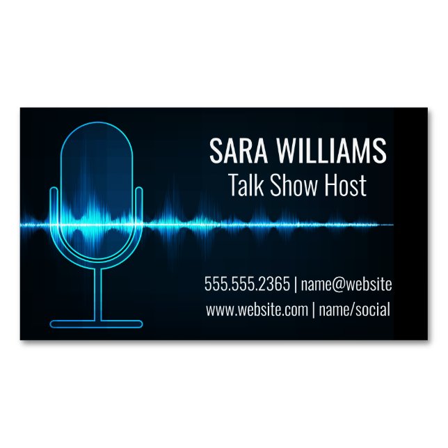 Microphone | Digital Sound Wave Business Card Magnet (Front)