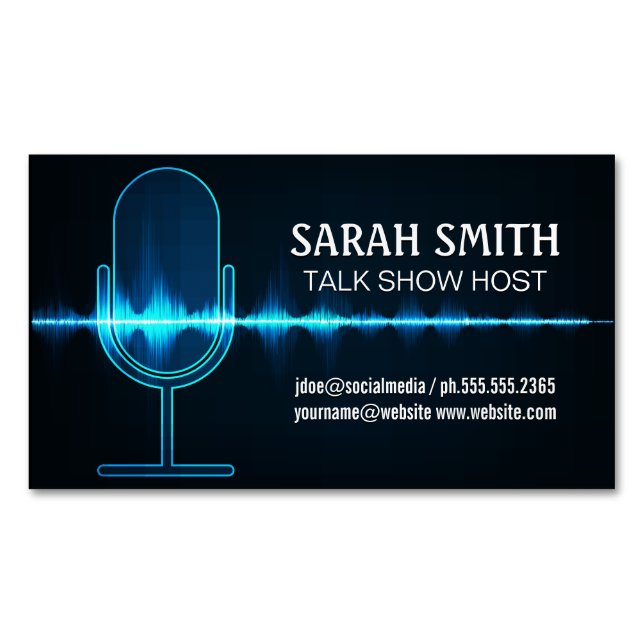 Microphone | Digital Sound Wave Business Card Magnet (Front)