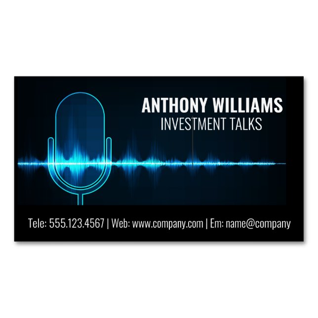 Microphone | Digital Sound Wave Business Card Magnet (Front)
