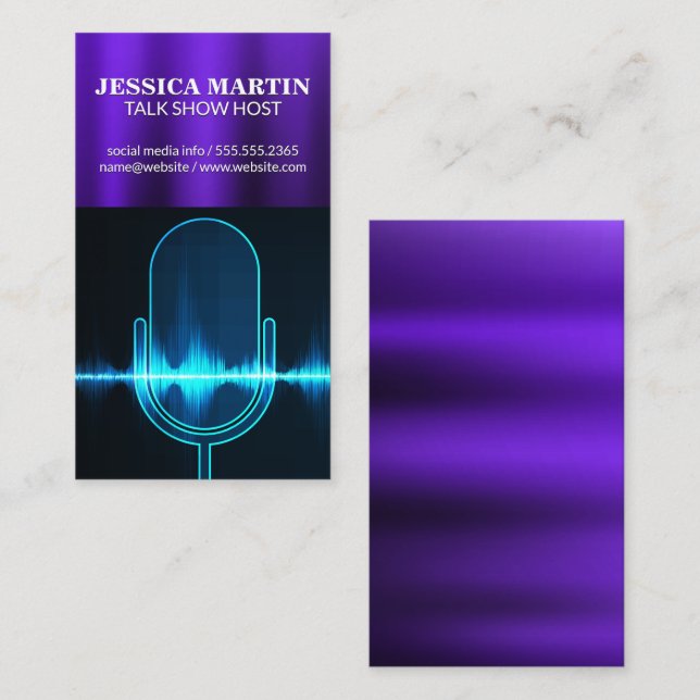 Microphone | Digital Sound Wave | Metallic Business Card (Front/Back)