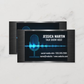 Microphone | Digital Sound Wave | Metallic Business Card by lovely_businesscards at Zazzle
