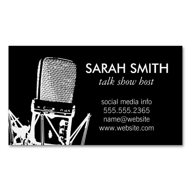Microphone / Entertainment Business Card Magnet (Front)