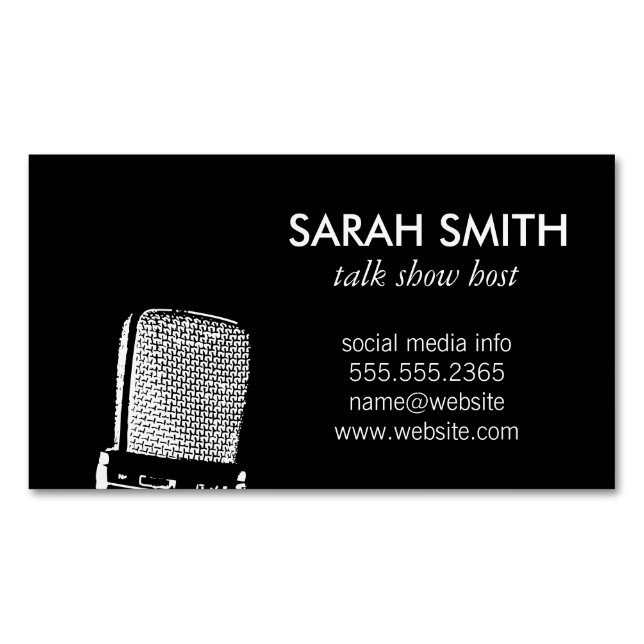 Microphone / Entertainment Business Card Magnet (Front)