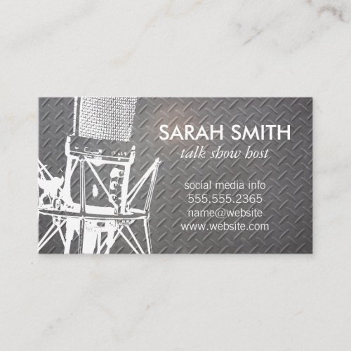 Microphone  Entertainment  Metallic Background Business Card