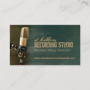 Microphone Green Background Singer Business Card