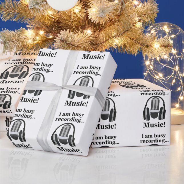 Microphone Headphone Recording Music Wrapping Paper (Holidays)
