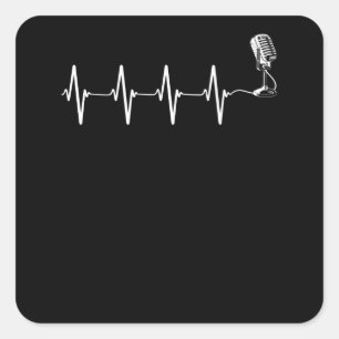 Microphone Heartbeat Square Sticker