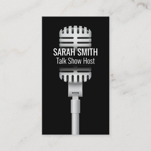 Microphone Icon  Digital Sound Wave Business Card