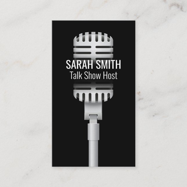 Microphone Icon | Digital Sound Wave Business Card (Front)