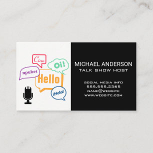 Microphone Icon   Languages Business Card
