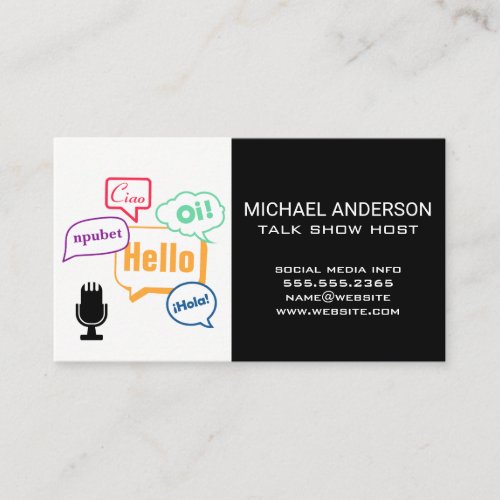 Microphone Icon  Languages Business Card