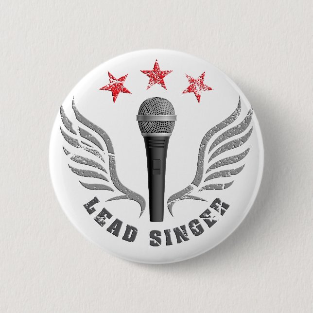 microphone lead singer never stop singing pinback button (Front)