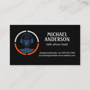 Microphone Logo Podcast Host Business Card