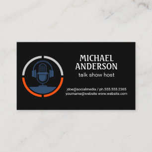 Microphone Logo Podcast Host Business Card