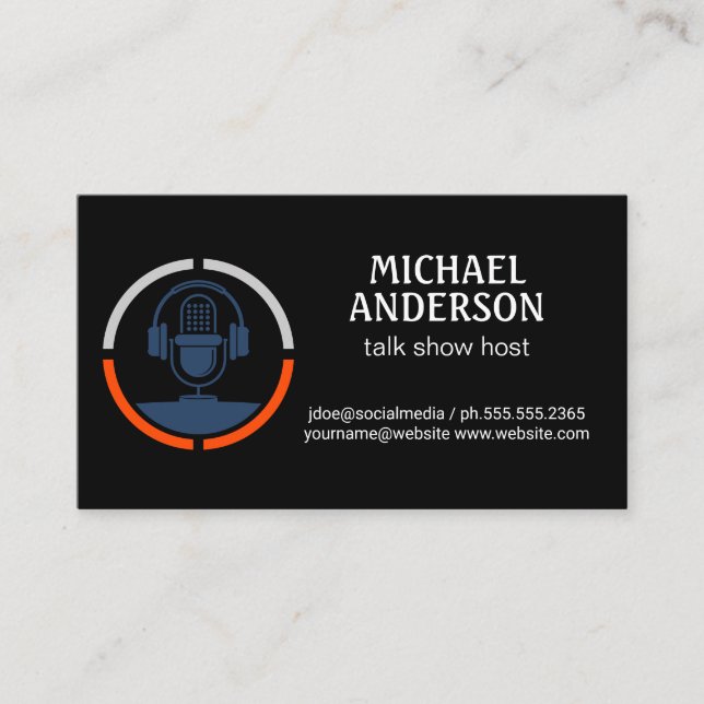 Microphone Logo | Podcast Host Business Card (Front)