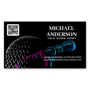 Microphone Logo Podcast Vlogger Business Card Magnet